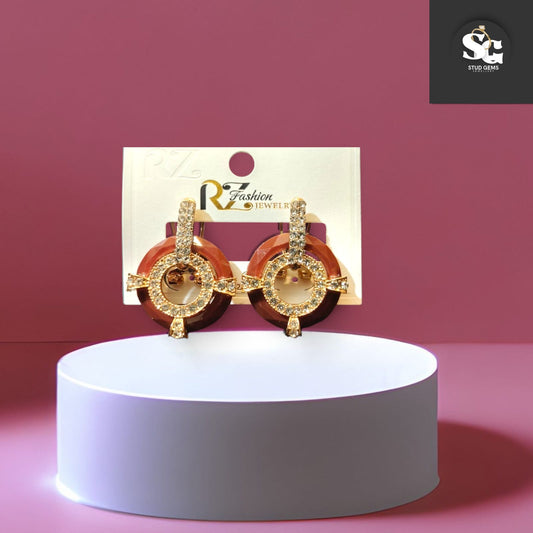Elegant Gold-Plated Crystal Circle Earrings