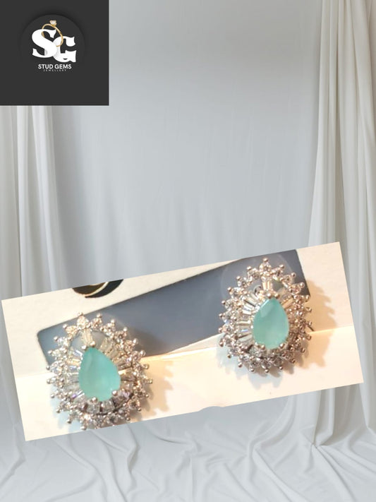 Royal Aqua Teardrop Stud Earrings – Stud Gems Jewellery
