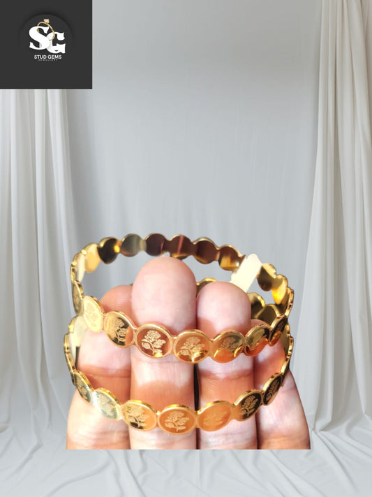 Gold Coin Pattern Bangles – Stud Gems Jewellery