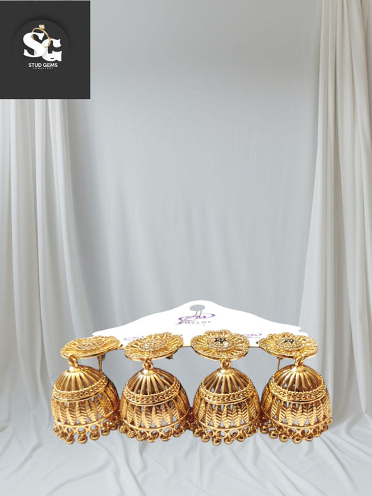 Traditional Gold-Plated Jhumka Earrings – Stud Gems Jewellery