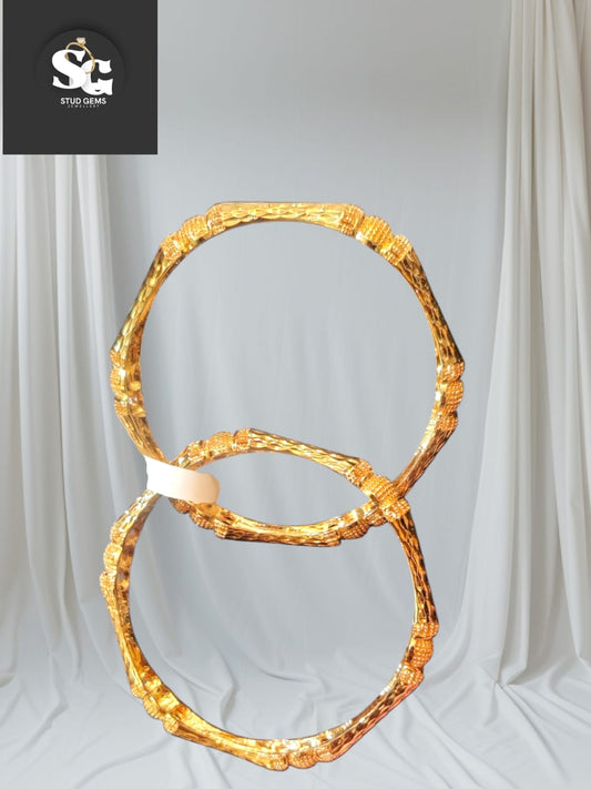 Traditional Gold-Plated Textured Bangles – Stud Gems Jewellery