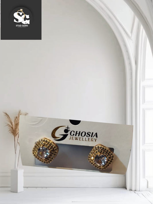 Classic Gold-Plated Crystal Stud Earrings – Ghosia Jewellery