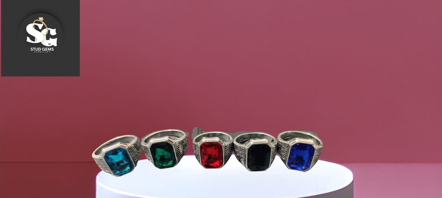 💍 Bold Gemstone Statement Rings – Multiple Colors  – Men