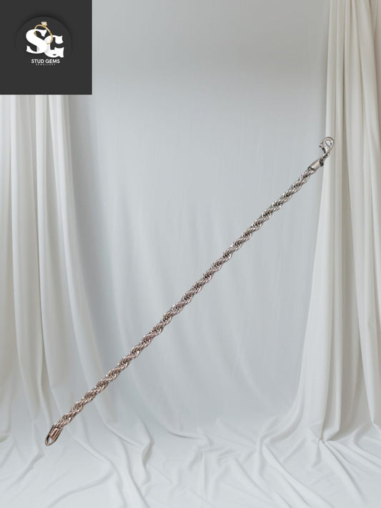 Sterling Silver Rope Chain Bracelet – Elegant & Durable Design