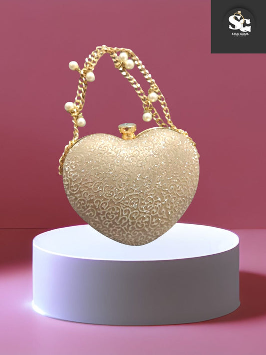 💛 Golden Heart Pearl Handle Clutch